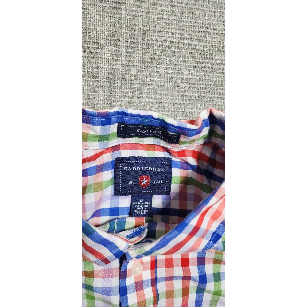Saddlebred Men’s Big Tall LT Plaid Button Down Shirt‎ Long Sleeve Multicolor - Picture 6 of 11